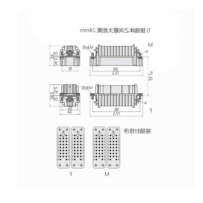 Male core X2, cold pressed, suitable for H32A shell, HD-025-M(1-25), 09210253001